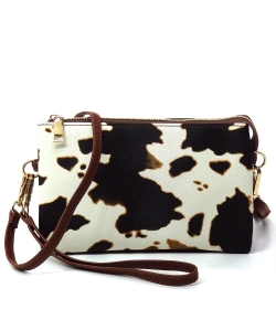 Leopard Crossbody Bag Clutch Wristlet AD3102 BROWN COW
